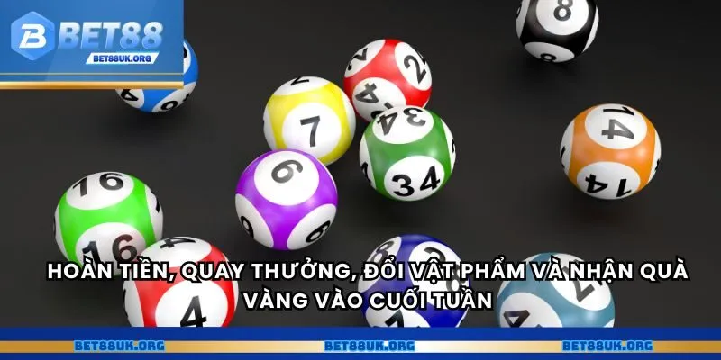 Hoàn tiền, quay thưởng, đổi vật phẩm và nhận quà vàng vào cuối tuần